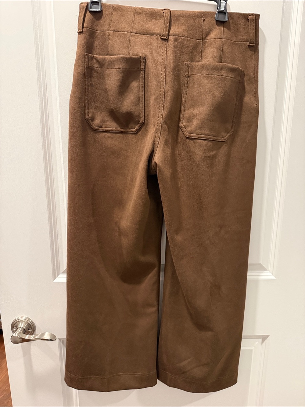 Maeve/Anthropologie Colette Faux Suede Brown Wide-Leg Cropped Pants - Picture 2 of 4